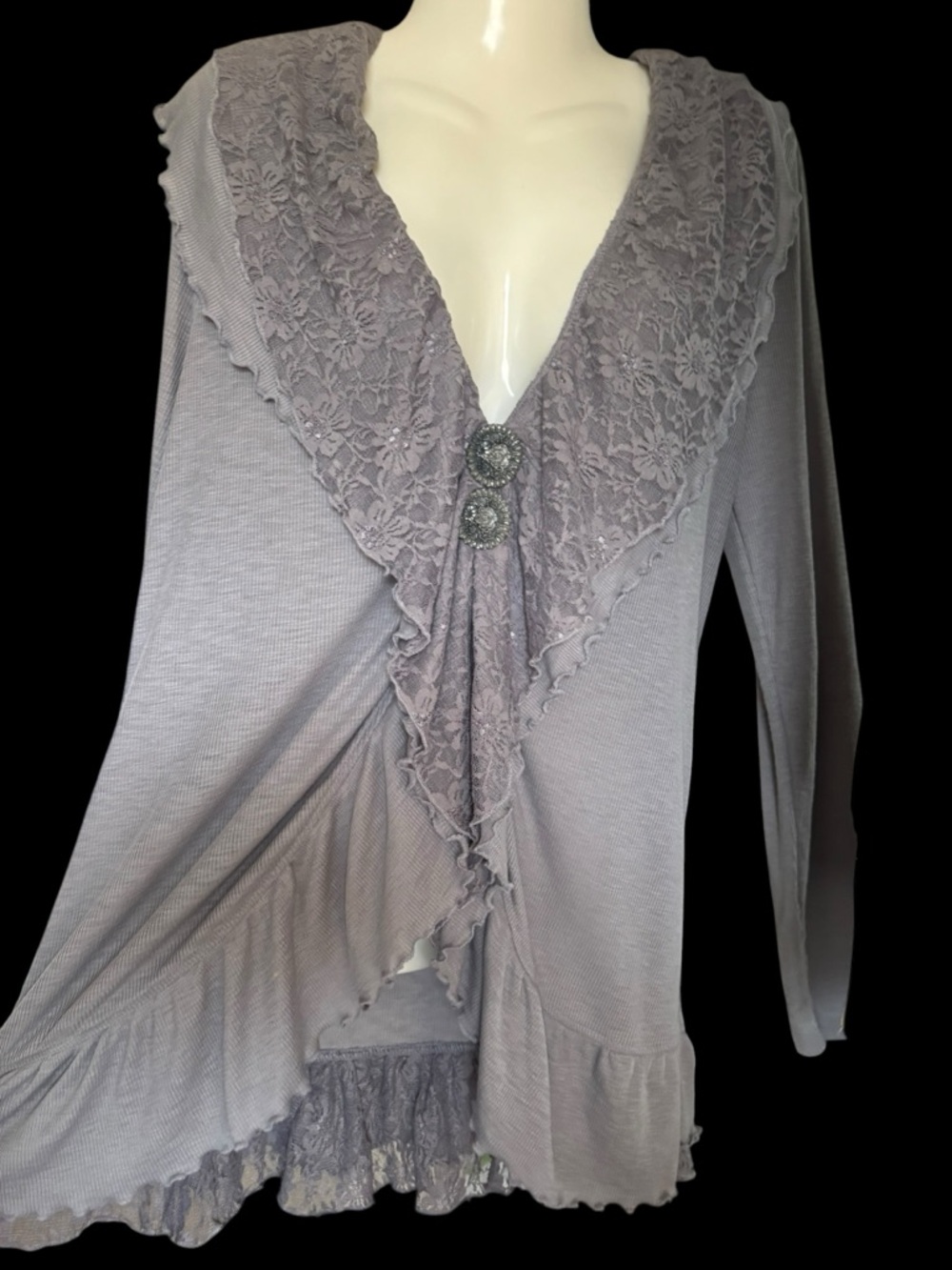Missguided Romantic Lace Waterfall Fairy Whimsical LS Tunic Top Size XL